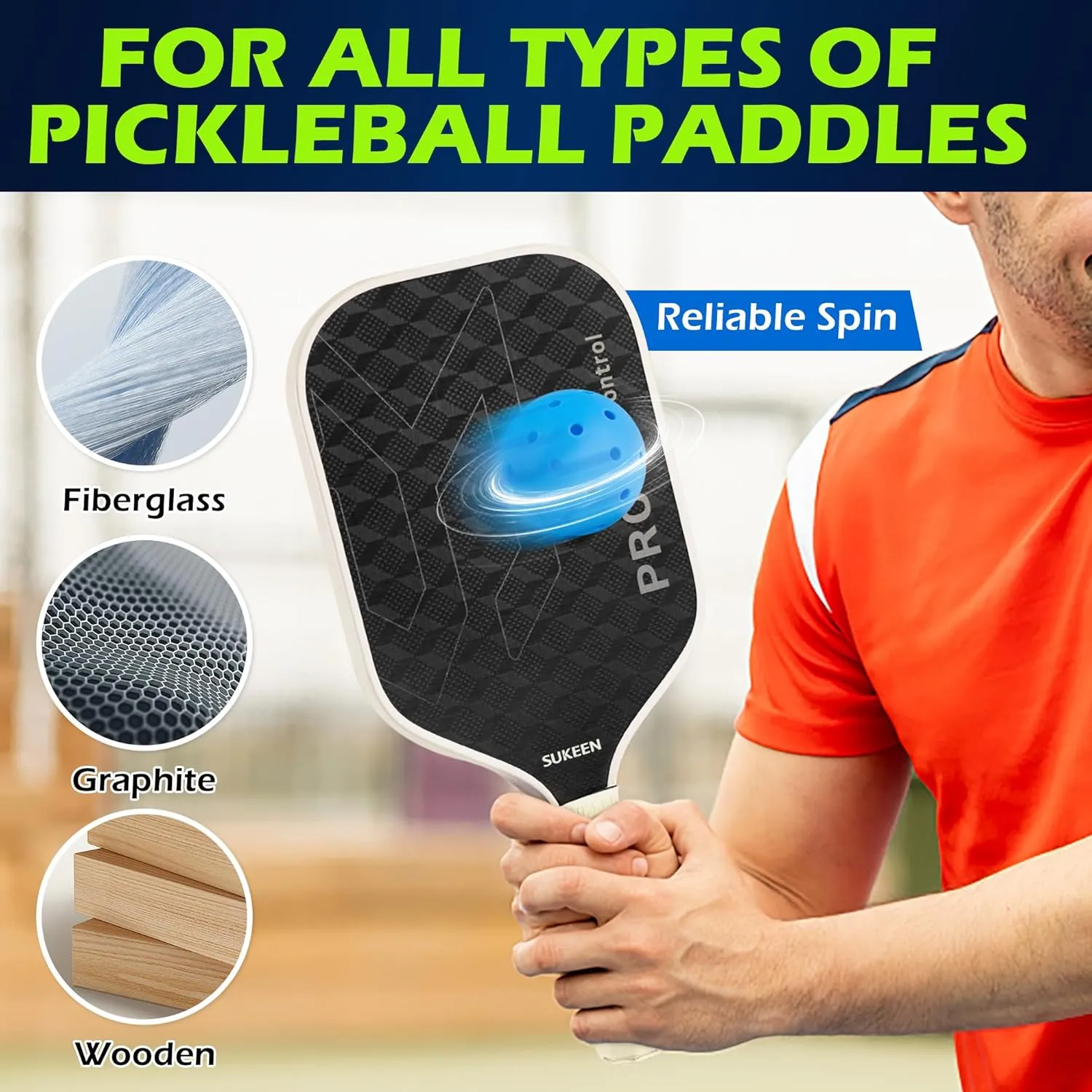 Sukeen Outdoor Pickleball Balls 40 Holes, High Bounce True Flight Pickleball Ball, High Visibility Outdoor Pickleballs, High Elasticity Pickle Balls with Mesh Bag