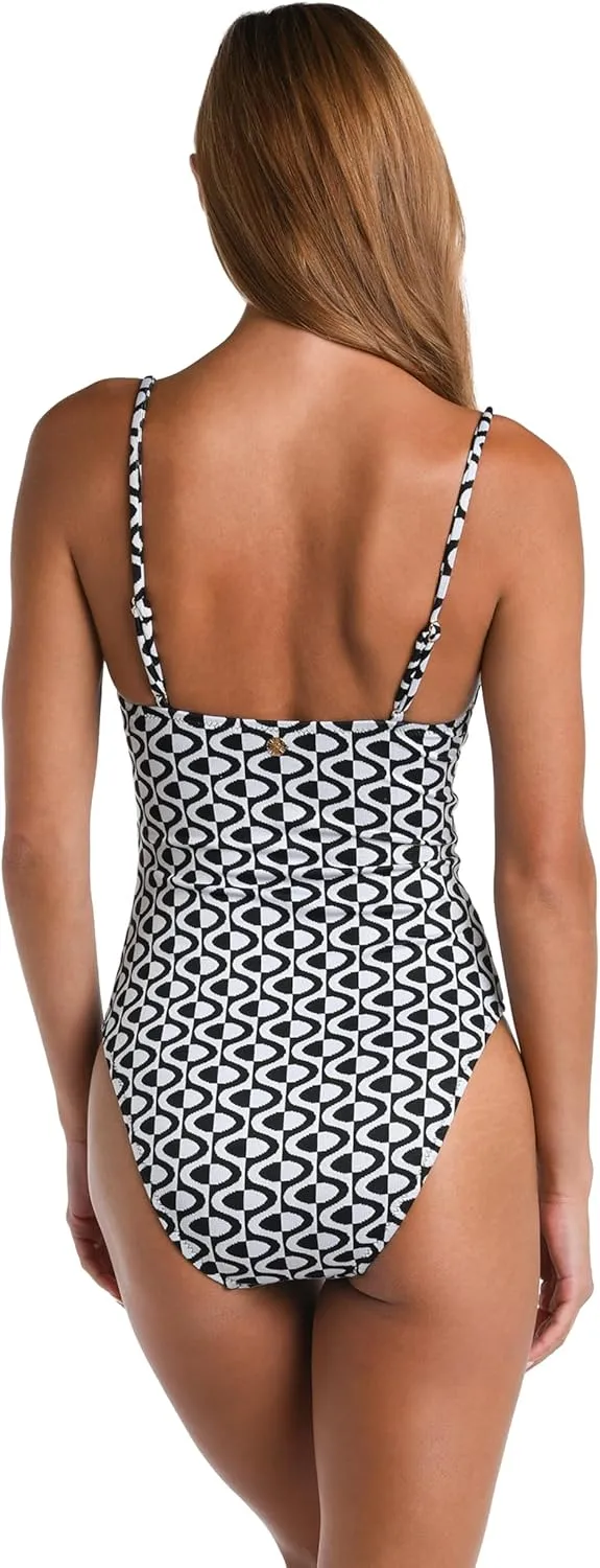 Sunshine 79 Women's Over The Shoulder Keyhole Plunge One Piece Swimsuit