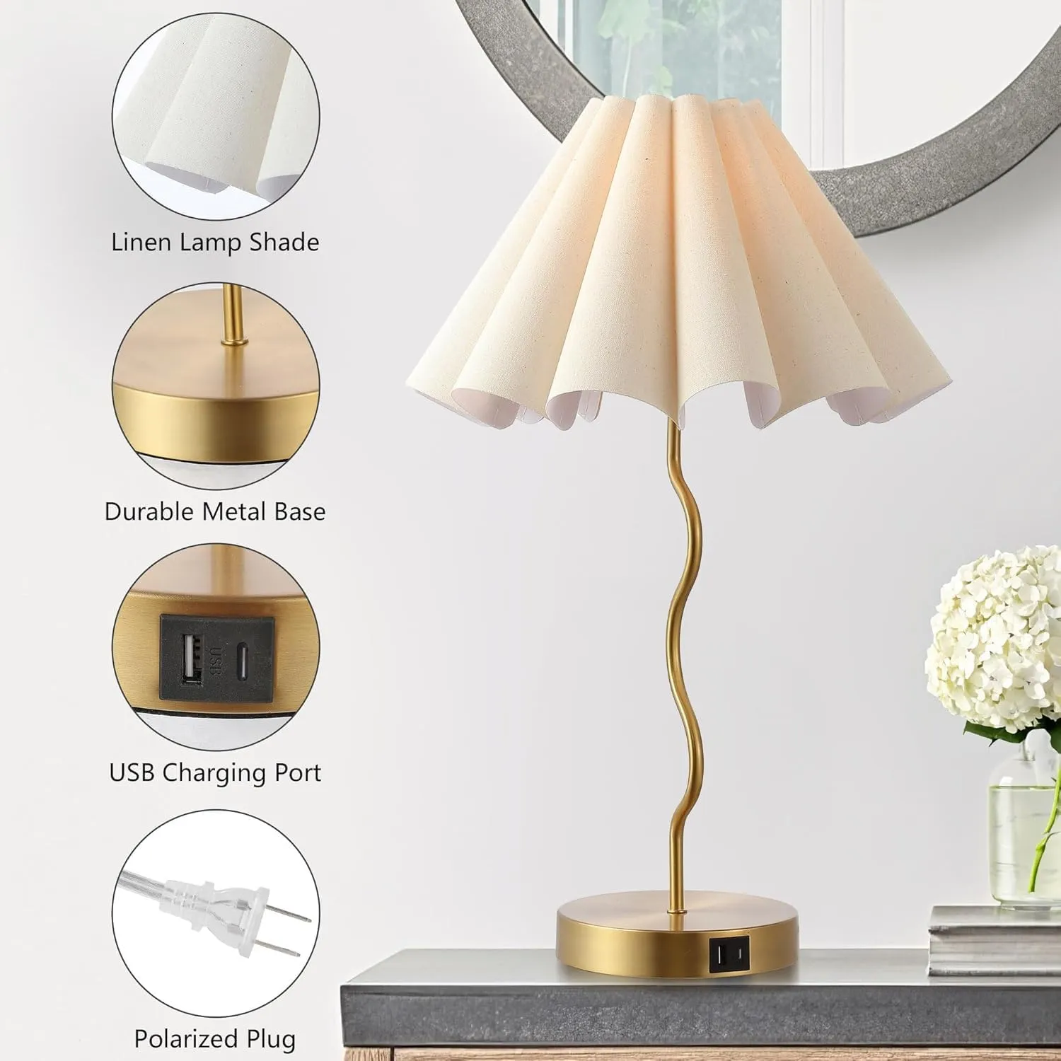 Table Lamps for Bedroom Modern Single Table Lamp for Night Stands Beside Lamps Living Room End Table Lamp (Gold)