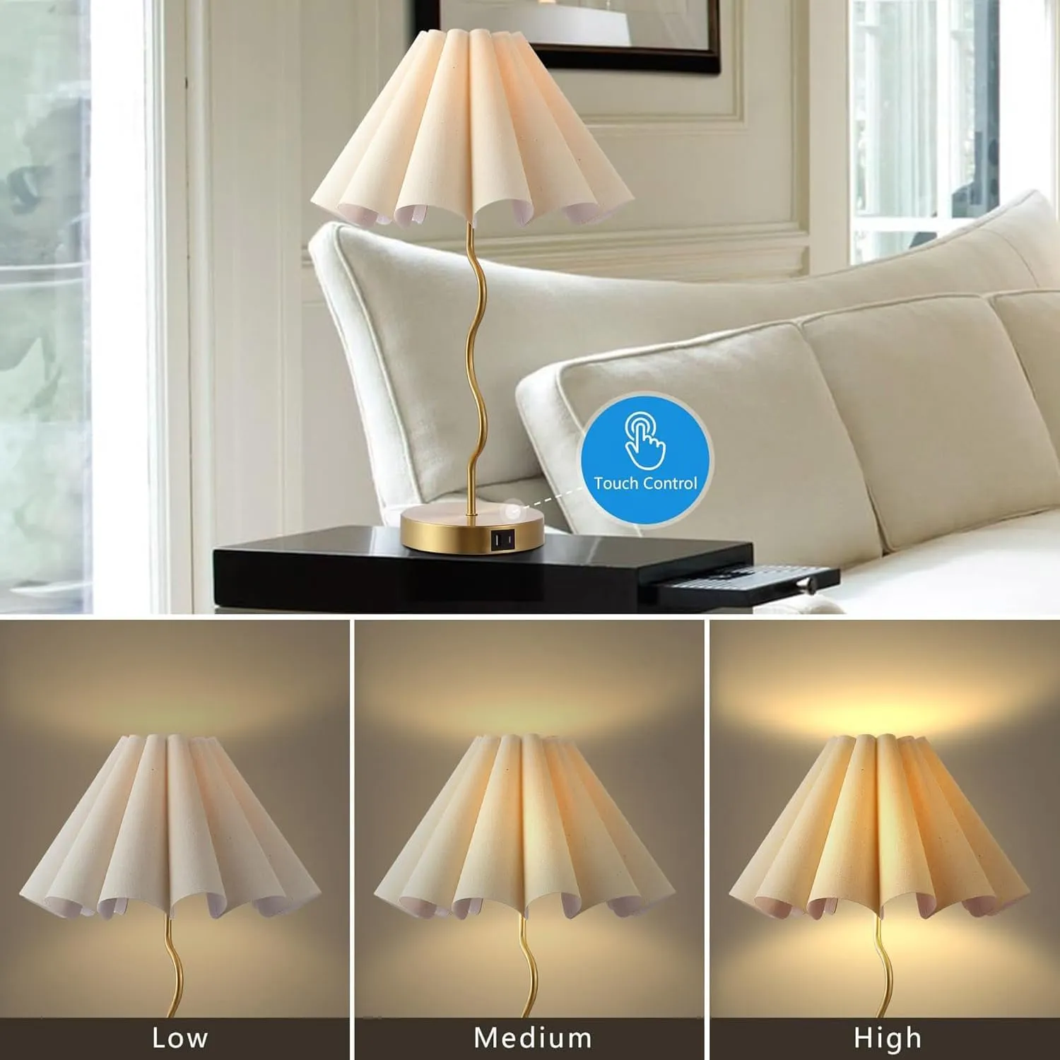 Table Lamps for Bedroom Modern Single Table Lamp for Night Stands Beside Lamps Living Room End Table Lamp (Gold)