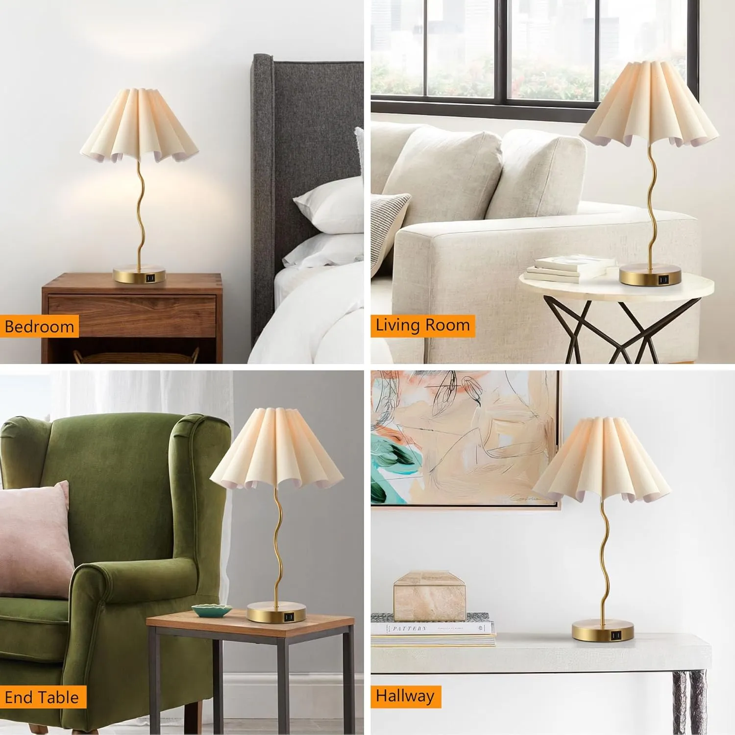 Table Lamps for Bedroom Modern Single Table Lamp for Night Stands Beside Lamps Living Room End Table Lamp (Gold)
