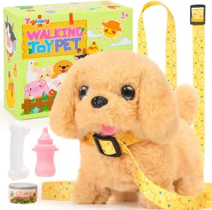 Tagitary Plush Toys Walking Dog Toys That Can Walk, Bark and Wag Tail,Interactive Electronic Pet Toys Puppy with Leash,Easter Christmas Birthday Gift for Toddlers Kids