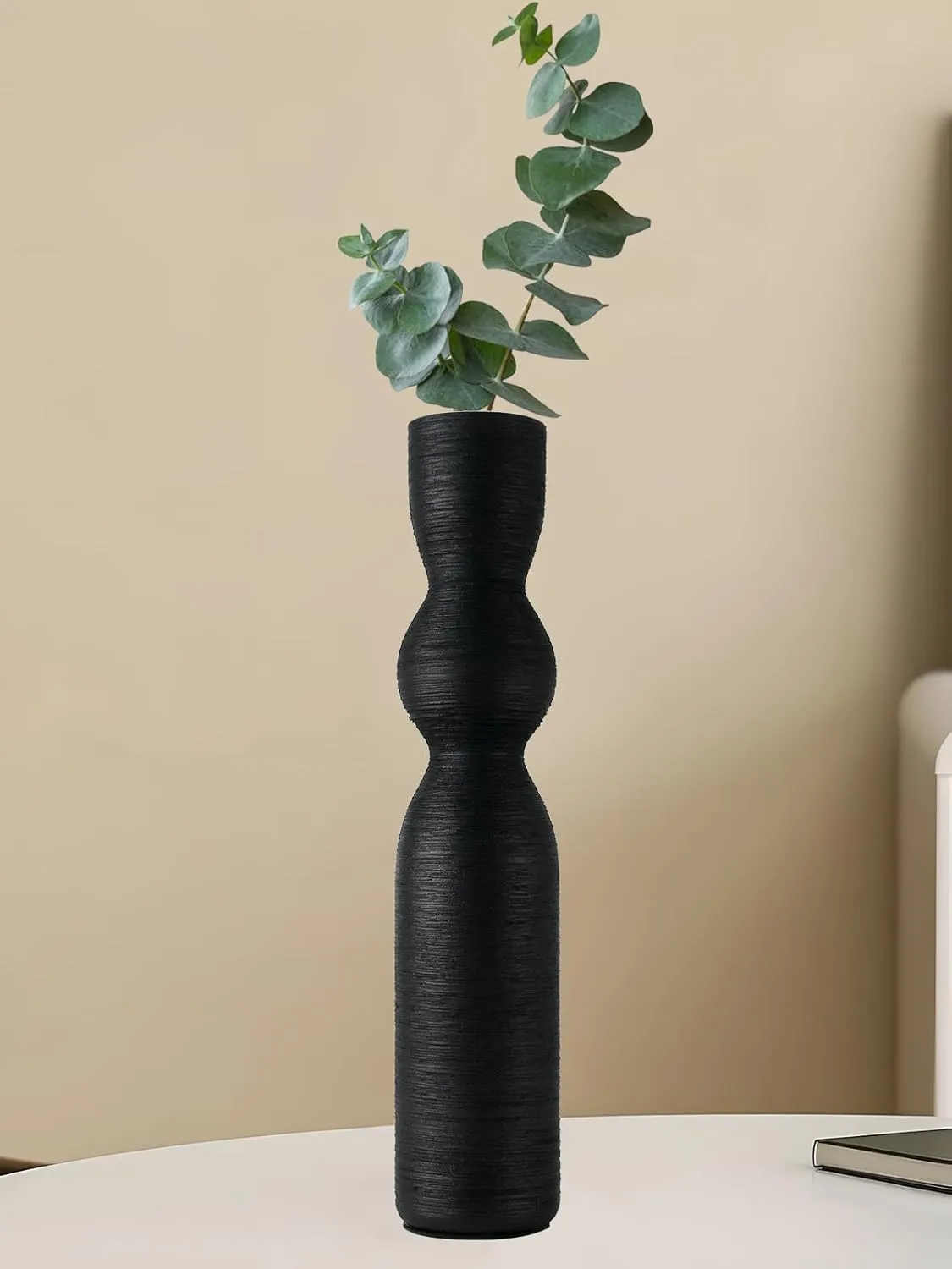 Tall Black Vase 15 Inch Tall Skinny Vases, Handmade Ceramic Flower Vase Modern Minimalist Style Decor for Living Room, Home, Office, Centerpiece,Table and Wedding Party - Black