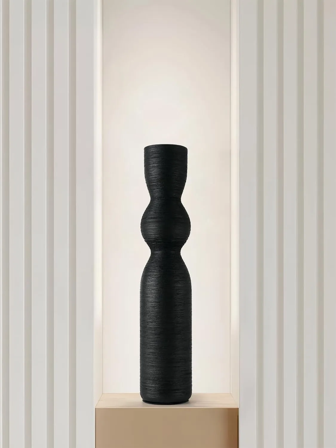 Tall Black Vase 15 Inch Tall Skinny Vases, Handmade Ceramic Flower Vase Modern Minimalist Style Decor for Living Room, Home, Office, Centerpiece,Table and Wedding Party - Black