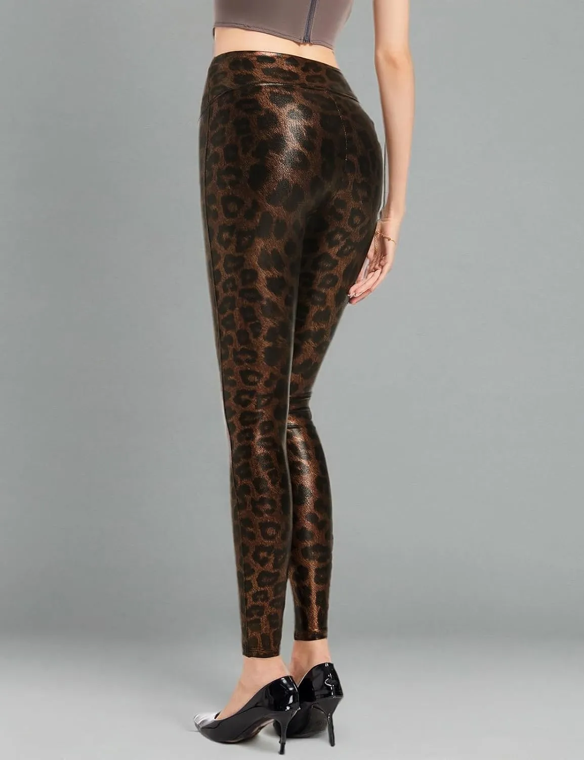Tapata Petite Women's 25"/27"/29" Inseam Faux Leather Leggings High Waisted Pleather Yoga Pants