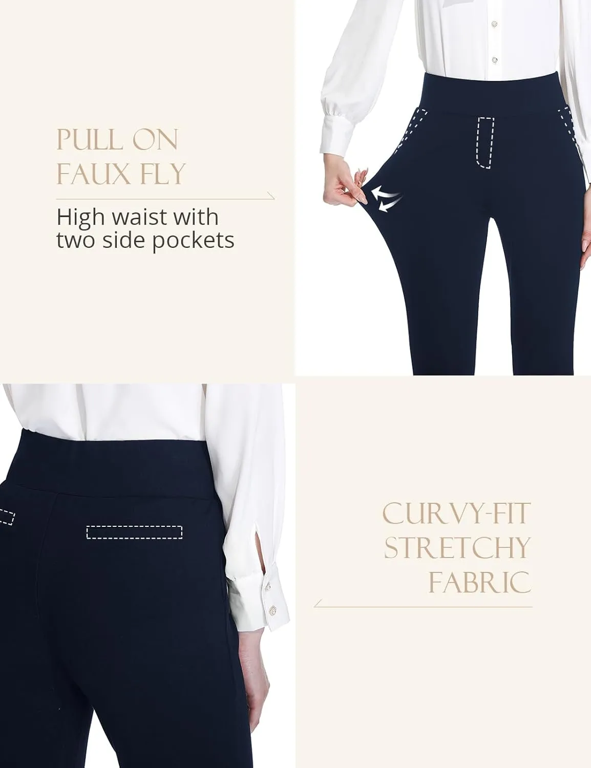 Tapata Women's 26''/28''/30'' Skinny Dress Pants High Waist Slacks for Office Work Business Casual Tall Petite Stretch Pants