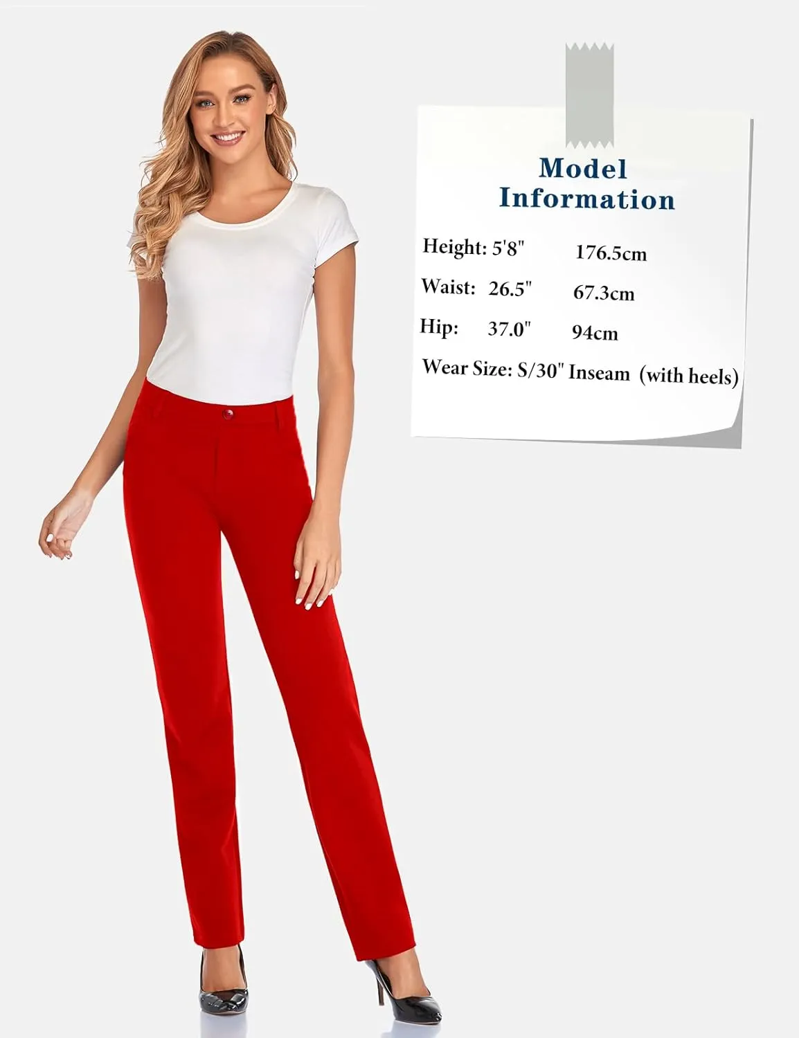 Tapata Women's 28''/30''/32''/34'' Stretchy Straight Dress Pants with Pockets Tall, Petite, Regular for Office Work Business