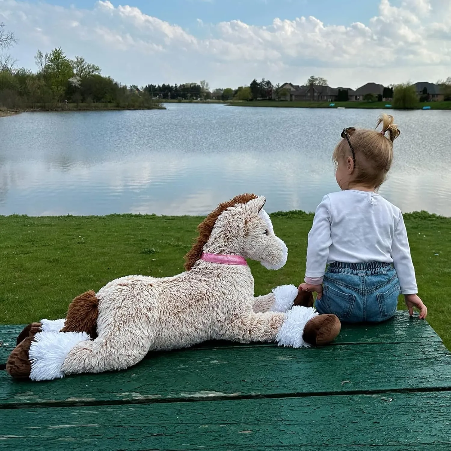 Tezituor 35.4 Inches Horse Stuffed Animal, Soft Realistic Pony Sleeping Plush Pillow, Large Stuffed Horse Toy Birthday Gift for Boys Girls