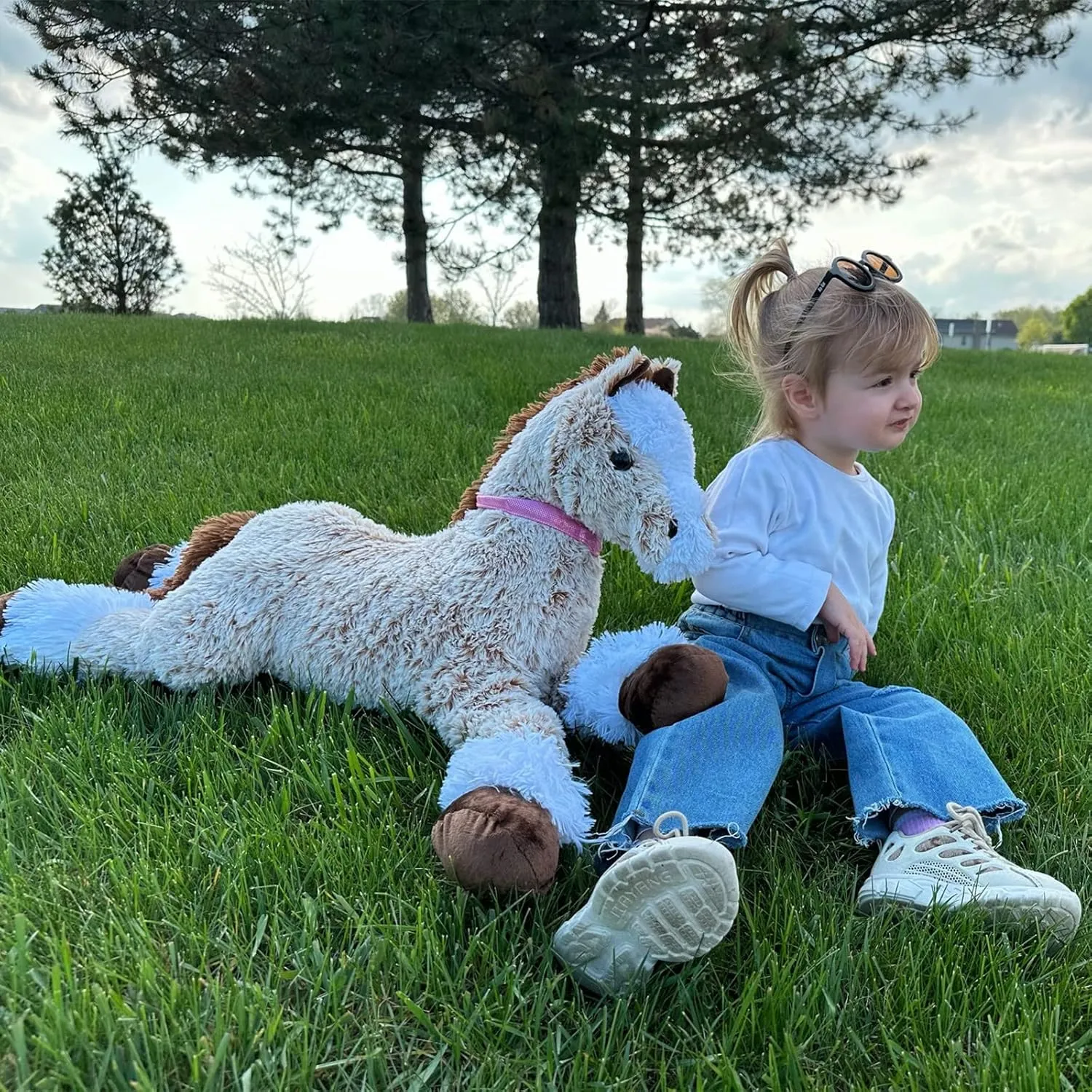 Tezituor 35.4 Inches Horse Stuffed Animal, Soft Realistic Pony Sleeping Plush Pillow, Large Stuffed Horse Toy Birthday Gift for Boys Girls