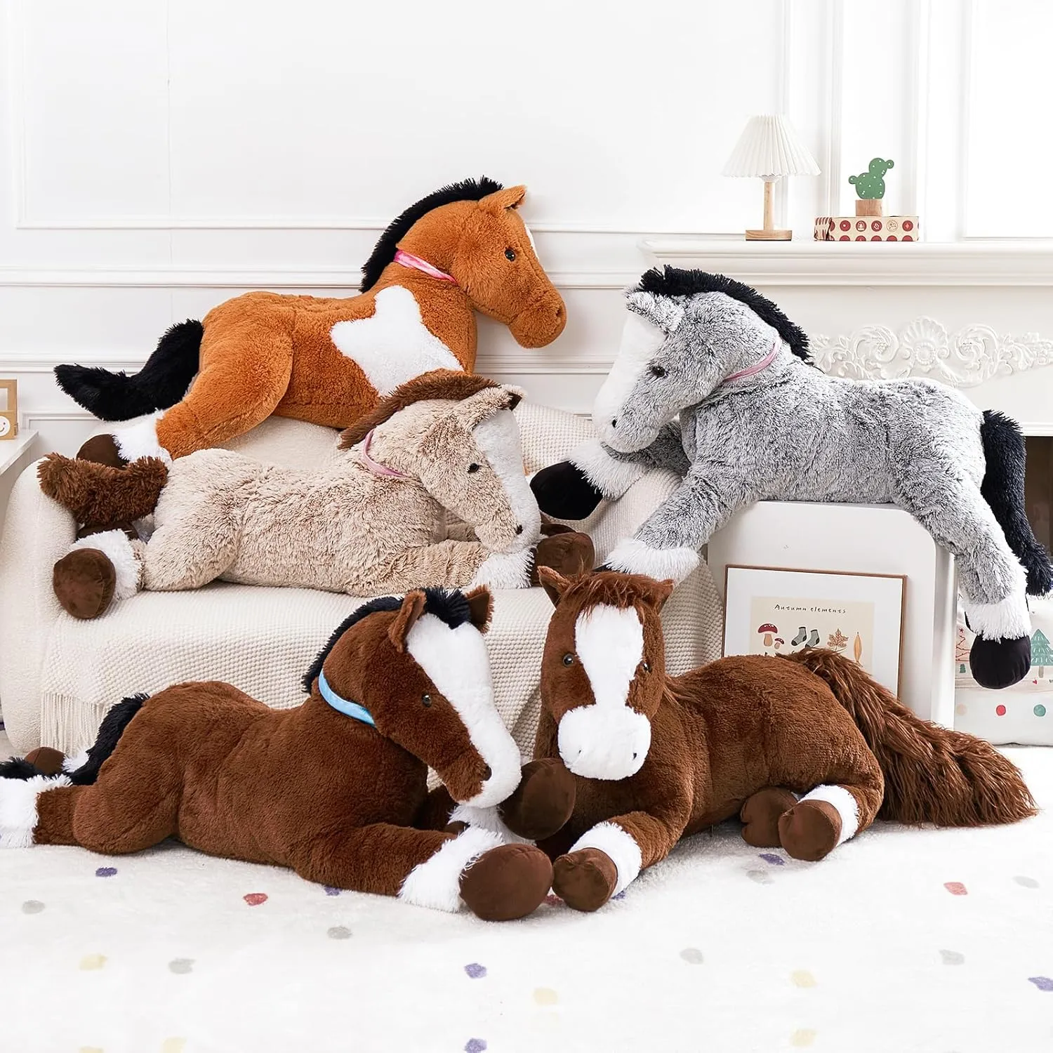 Tezituor 3ft Horse Stuffed Animal Toy, 35 Inches Large Realistic Stuffed Horse Plush Toy, Soft Chocolate Horse Plush Pillow Gift for Kids Girlfriend