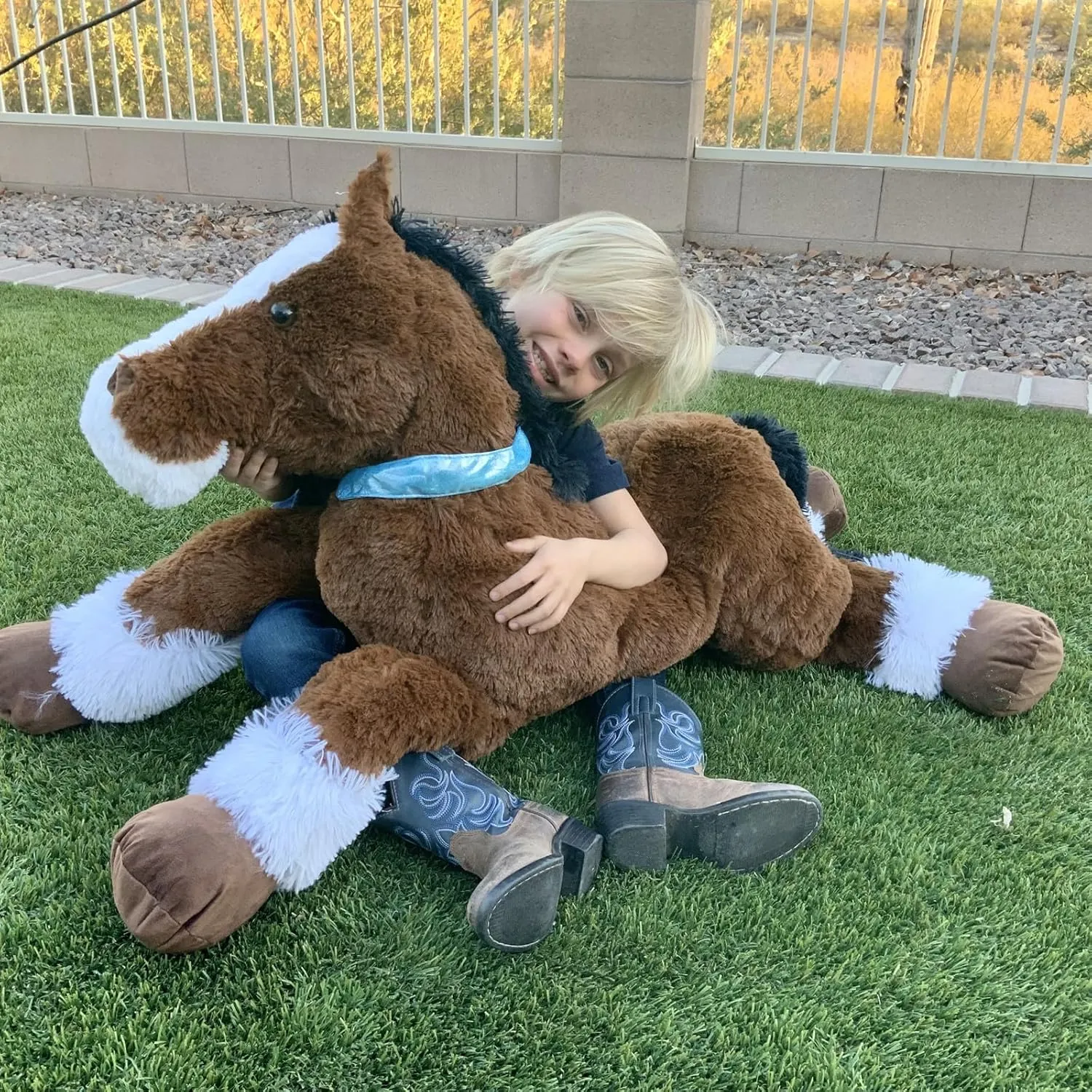 Tezituor 3ft Horse Stuffed Animal Toy, 35 Inches Large Realistic Stuffed Horse Plush Toy, Soft Chocolate Horse Plush Pillow Gift for Kids Girlfriend