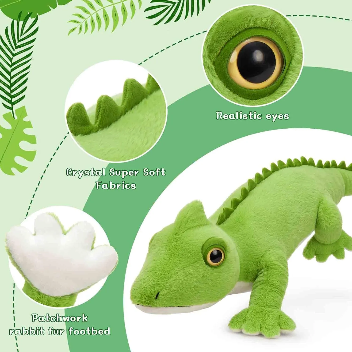 Tezituor 49 Inch Giant Lizard Stuffed Animal, 4.1ft Realistic Green Stuffed Chameleon Plush Toy for Kid, Hugging Long Lizard Plush Pillow for Girls Boys