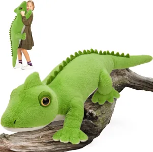 Tezituor 49 Inch Giant Lizard Stuffed Animal, 4.1ft Realistic Green Stuffed Chameleon Plush Toy for Kid, Hugging Long Lizard Plush Pillow for Girls Boys