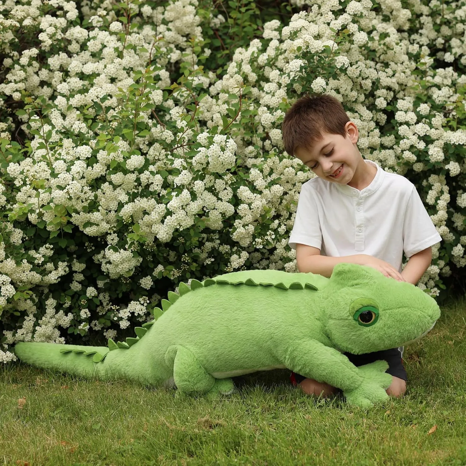 Tezituor 49 Inch Giant Lizard Stuffed Animal, 4.1ft Realistic Green Stuffed Chameleon Plush Toy for Kid, Hugging Long Lizard Plush Pillow for Girls Boys