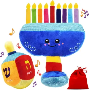 The Dreidel Company Hanukkah Plush Menorah and Dreidel - (Plush Dreidel & Menorah Set)