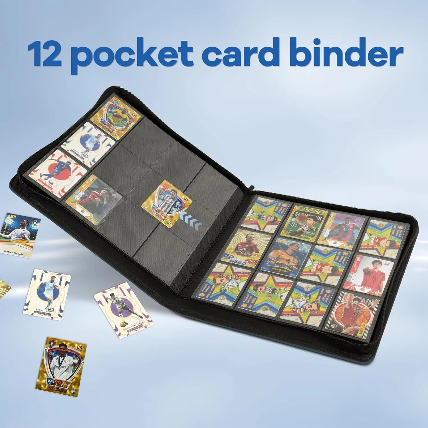 Trading Card Binder 480 Pockets, 12 Pockets Card Binder, Side Loading Card Collection Binder, Collectible Card Albums Card Folder for MTG, TCG, Football, NFL, Sports Cards, Game Cards(Blue)
