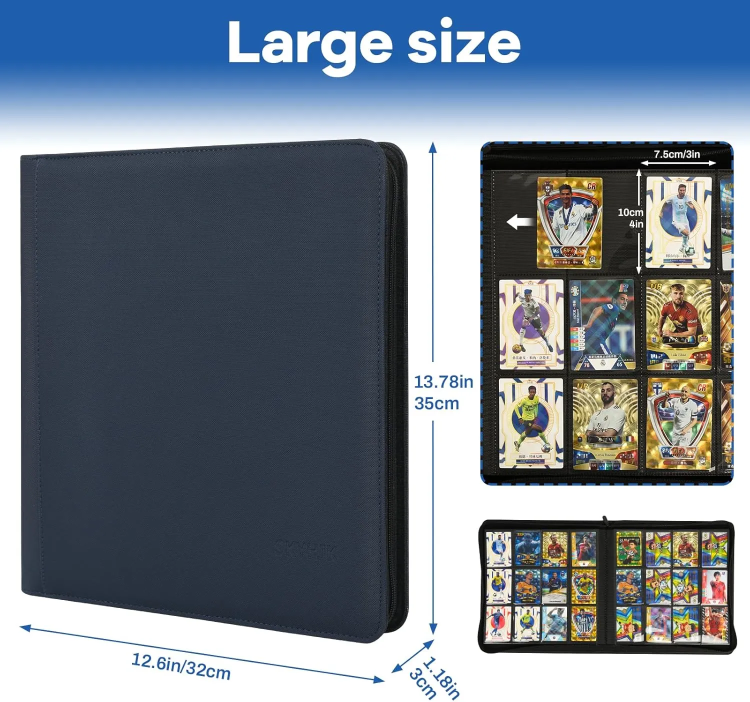Trading Card Binder 480 Pockets, 12 Pockets Card Binder, Side Loading Card Collection Binder, Collectible Card Albums Card Folder for MTG, TCG, Football, NFL, Sports Cards, Game Cards(Blue)
