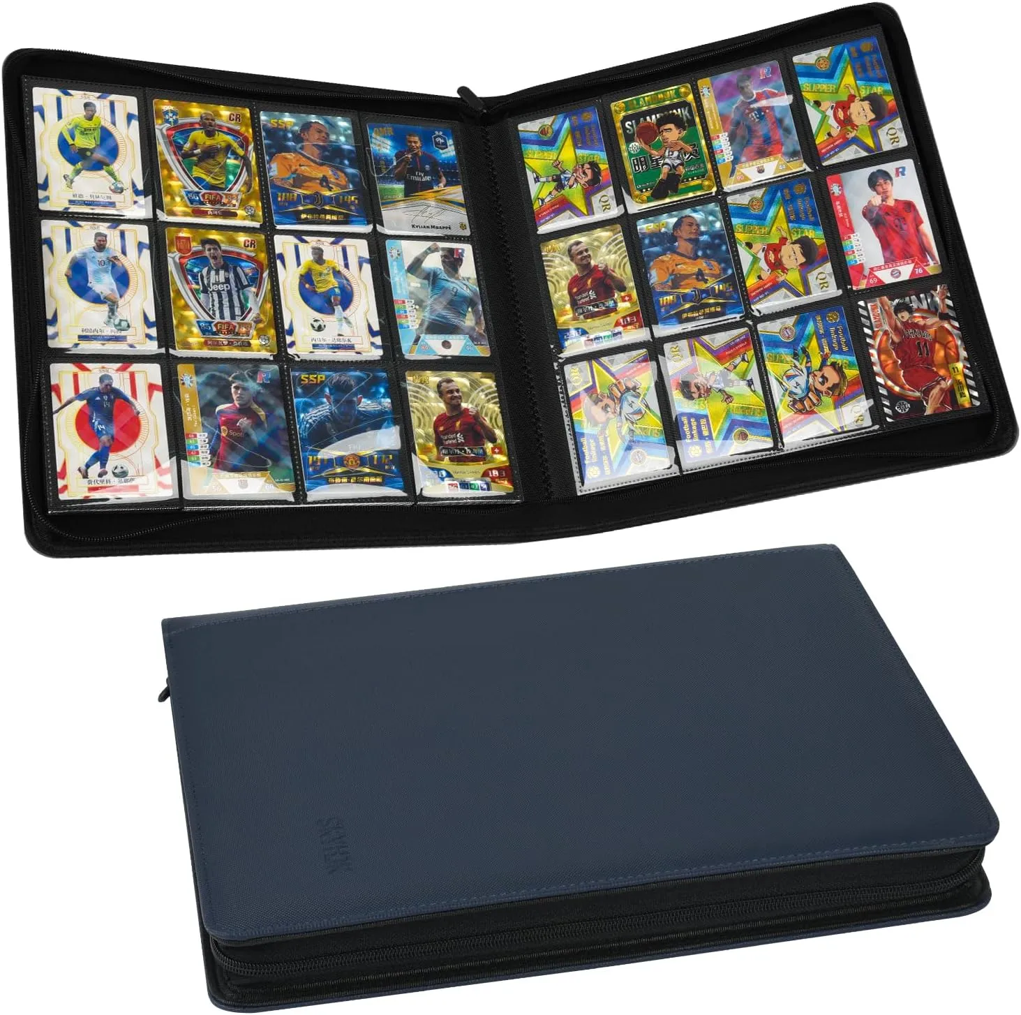 Trading Card Binder 480 Pockets, 12 Pockets Card Binder, Side Loading Card Collection Binder, Collectible Card Albums Card Folder for MTG, TCG, Football, NFL, Sports Cards, Game Cards(Blue)