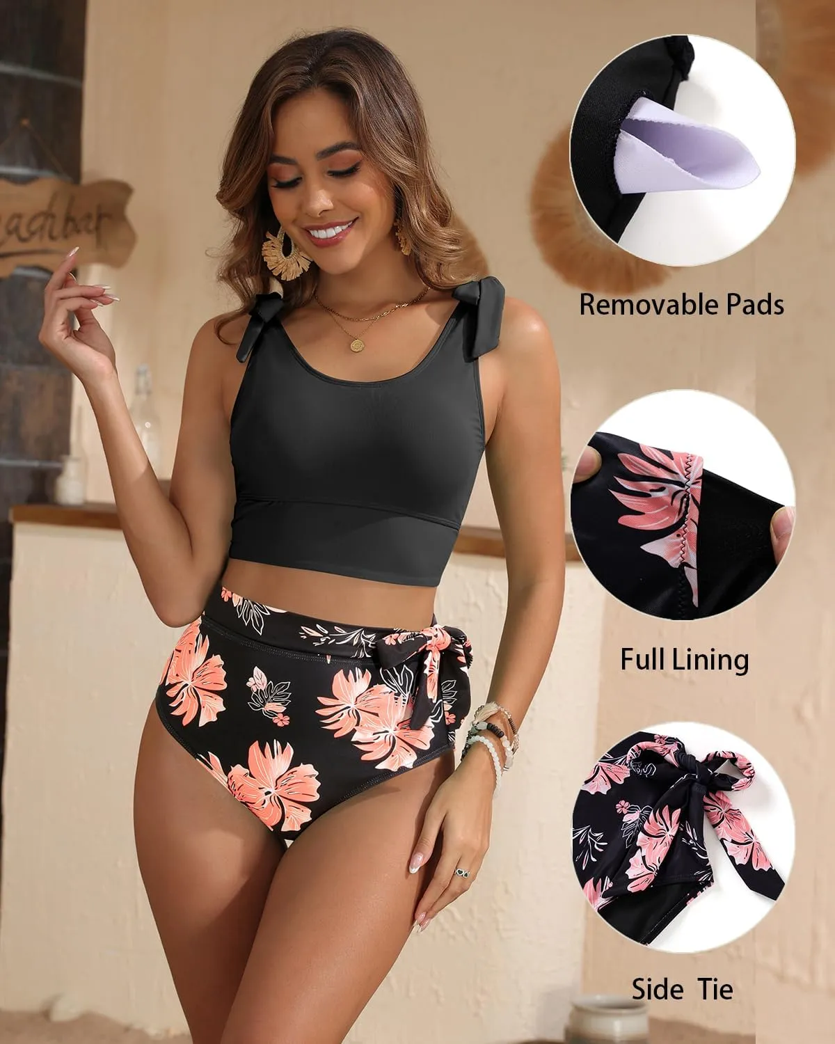 Two Piece High Waisted Swimsuits - Women Tummy Control Bikini Modest Bathing Suit 2PC 2025
