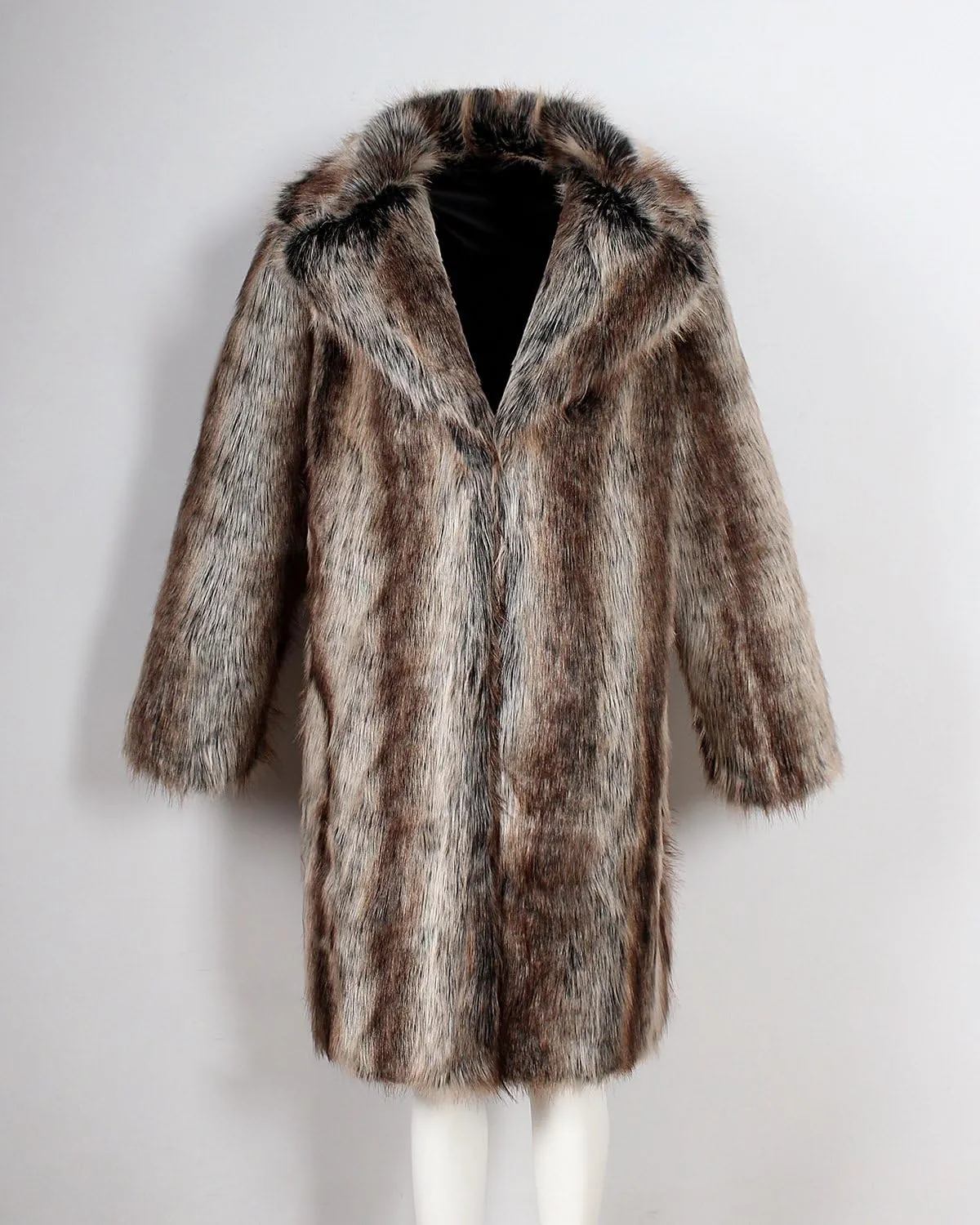 UMREN Men's Luxury Faux Fur Coat Jacket Winter Warm Long Coats Overwear Outwear