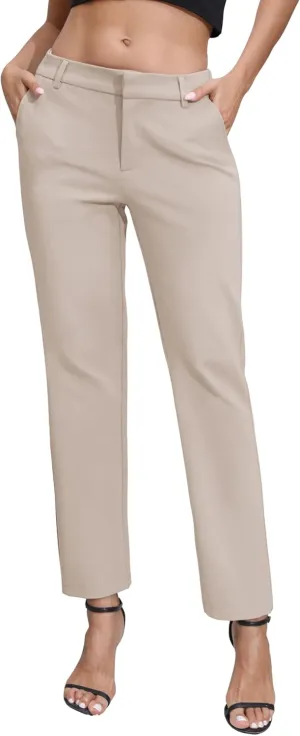 Urban CoCo Women's Elastic Waisted Dress Pants Business Work Casual Stretch Slacks with Pockets
