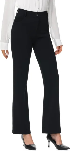 URBEST Women's Stretchy Straight Leg Dress Work Pants 28"/30"/32" Business Office Casual Slacks with Pockets