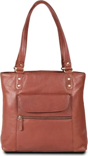 VALENCHI-Leather Shoulder Bag with Front and Back Zipper pocket with Large storage capacity