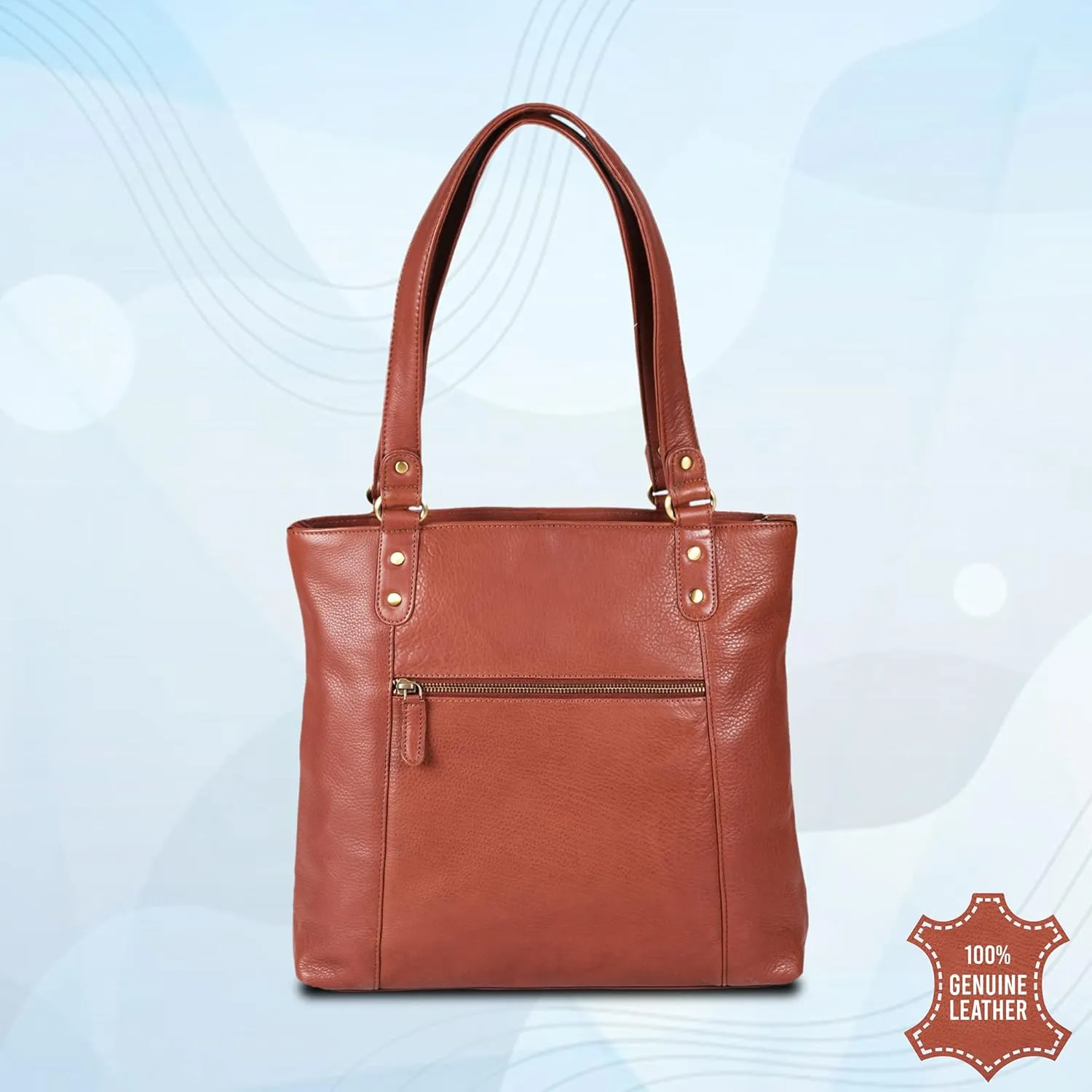 VALENCHI-Leather Shoulder Bag with Front and Back Zipper pocket with Large storage capacity