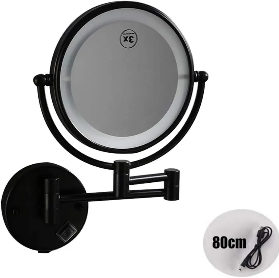 Vanity Makeup Mirror Wall Mounted 8inch Extendable Magnification Cosmetic Mirror 360 Rotating Round for Hotel Bathroom