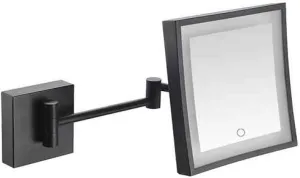 Vanity Makeup Mirror with Lights Square,Makeup Mirror 3X Magnification Extendable for Shaving in Bedroom Hotel Bathroom (Color : Black, Size : Powered by Plug)