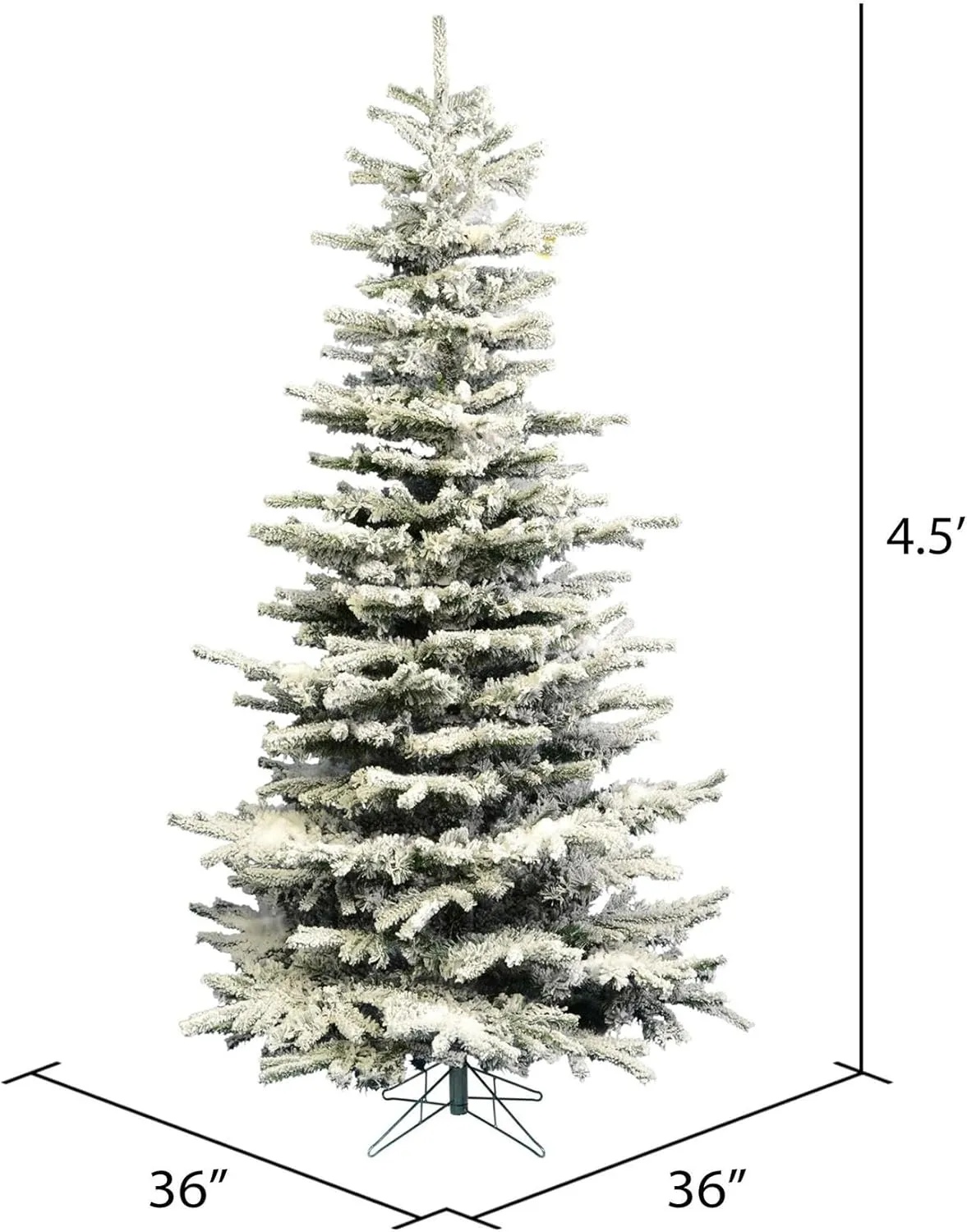Vickerman 4.5' Flocked Sierra Fir Slim Artificial Christmas Tree, Unlit - Snow Covered Faux Tree - Seasonal Indoor Home Decor - Festive Holiday Tree - Christmas Decor