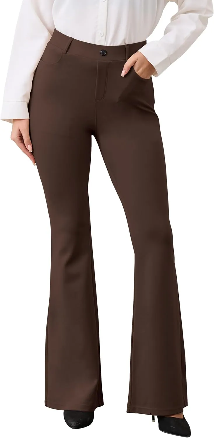 VIMPEP Women’s Classic Yoga Dress Pants High Rise Flare Soft Feeling Pull On Work Yoga Pants for Business Office Work 2102