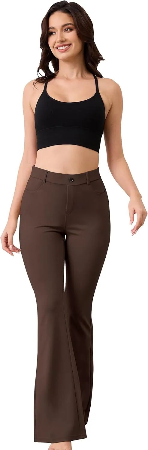 VIMPEP Women’s Classic Yoga Dress Pants High Rise Flare Soft Feeling Pull On Work Yoga Pants for Business Office Work 2102