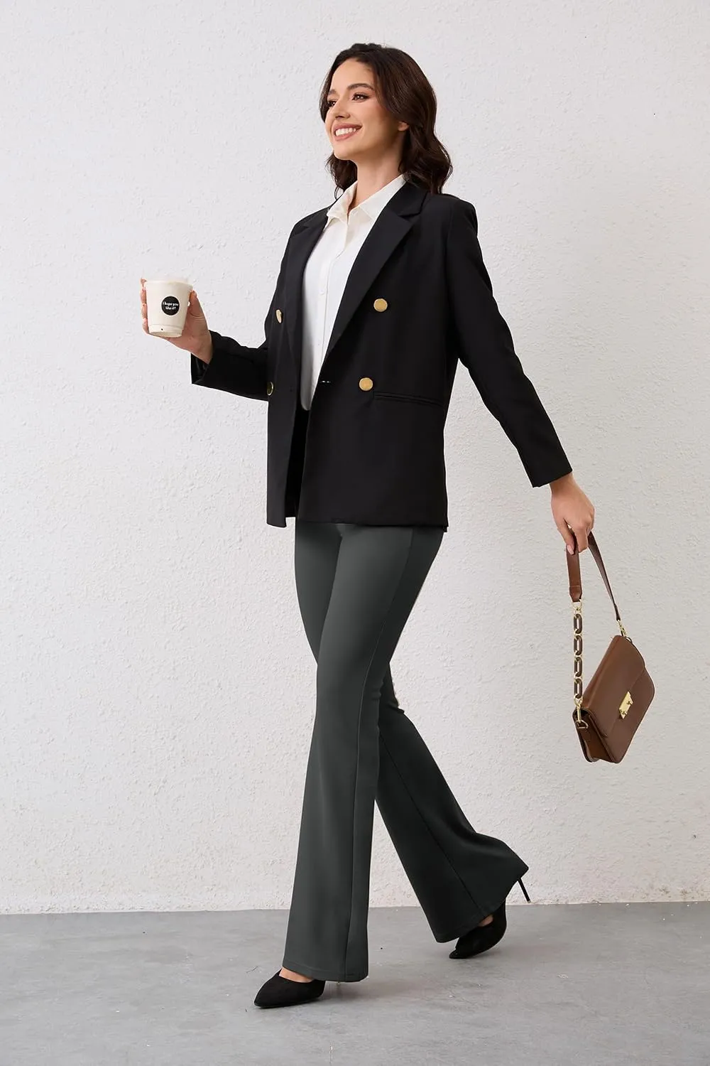 VIMPEP Women’s Classic Yoga Dress Pants High Rise Flare Soft Feeling Pull On Work Yoga Pants for Business Office Work 2102