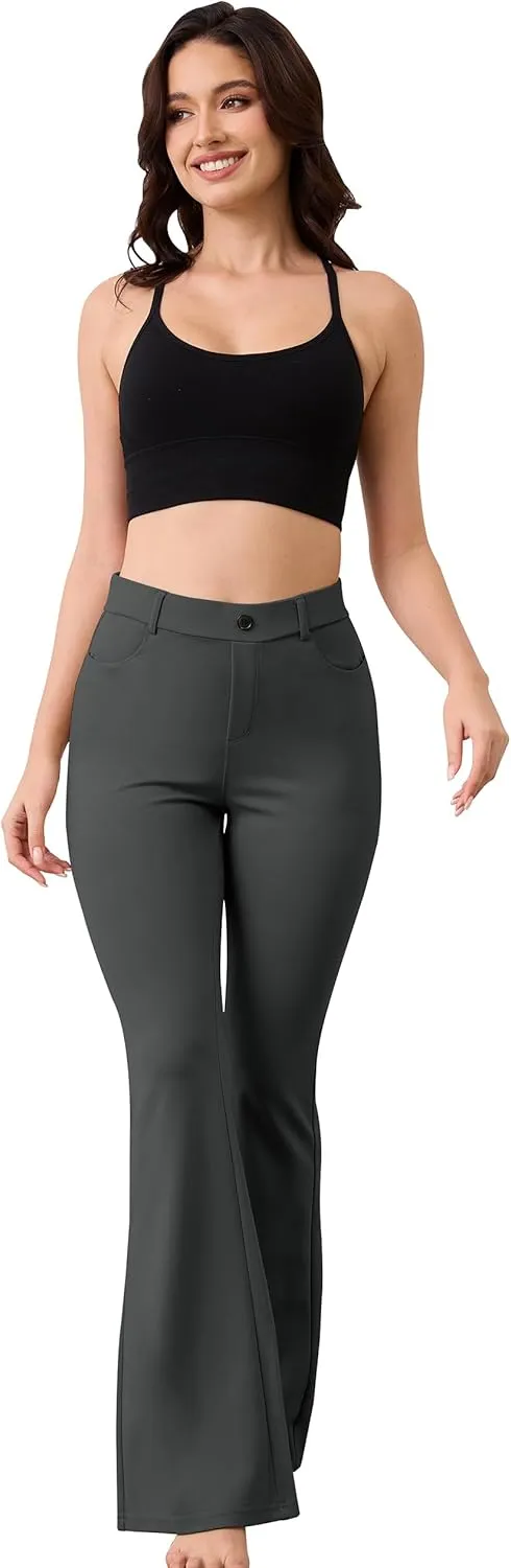 VIMPEP Women’s Classic Yoga Dress Pants High Rise Flare Soft Feeling Pull On Work Yoga Pants for Business Office Work 2102