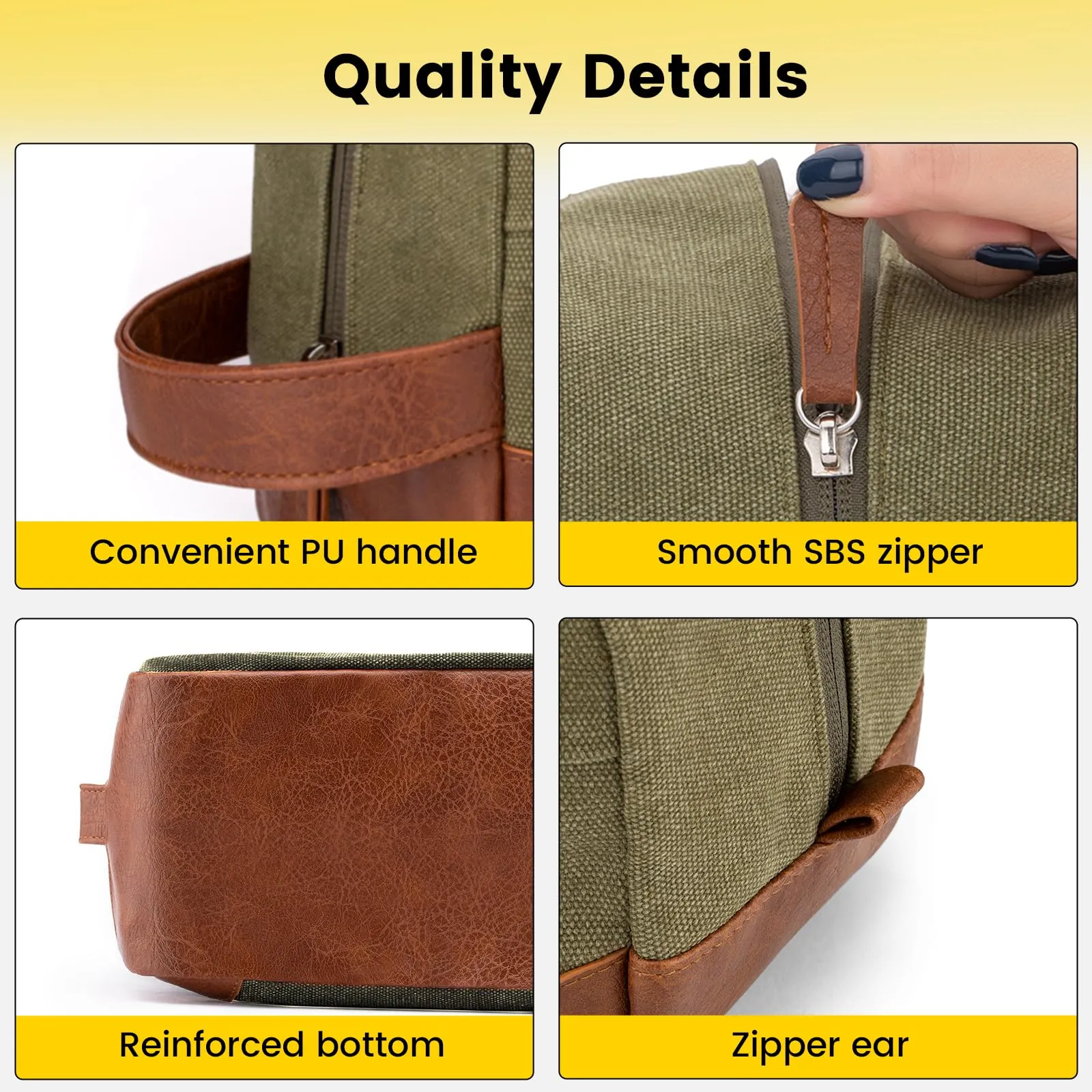 Vorspack Toiletry Bag Hanging Dopp Kit for Men Water Resistant Canvas Shaving Bag with Large Capacity for Travel - Green