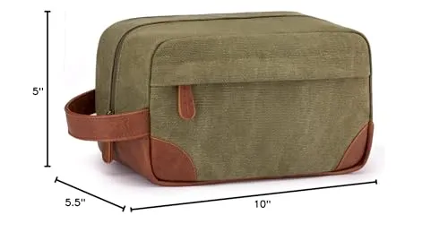 Vorspack Toiletry Bag Hanging Dopp Kit for Men Water Resistant Canvas Shaving Bag with Large Capacity for Travel - Green