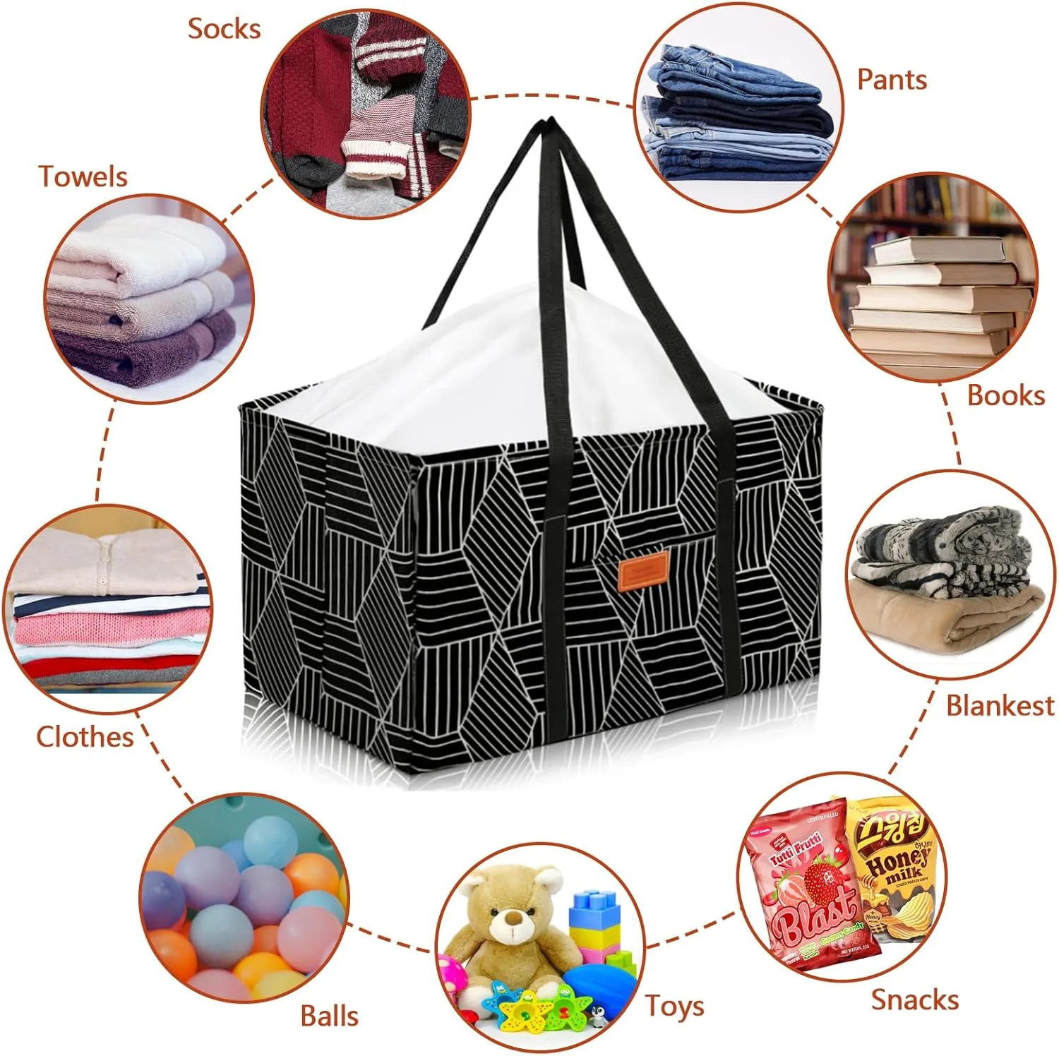 Waterproof Car Trunk Organizer Large Drawstring SUV Trunk Storage Organizer Collapsible Truck Bag Two pockets Long Strap Car Trunk Organizer for camping (Car Trunk Organizers-018)