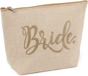 Wedding Accessories Bride Flourish Jute Cosmetic Bag, 10 x7-Inches