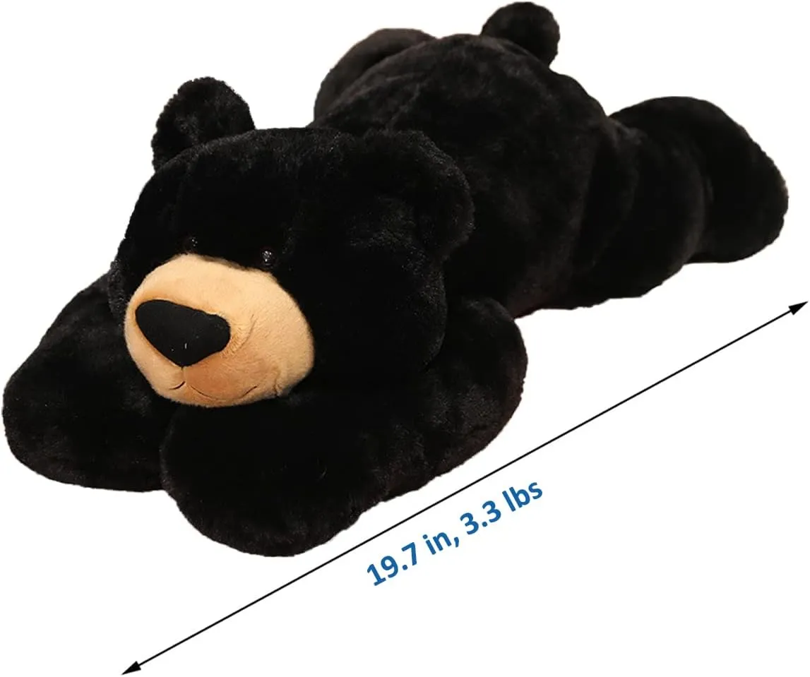 Weighted Stuffed Animals, 19.7in 3.3lbs Weighted Bear Stuffed Animal Toy Cute Black Bear Plush Pillow for Adults Boys Girls