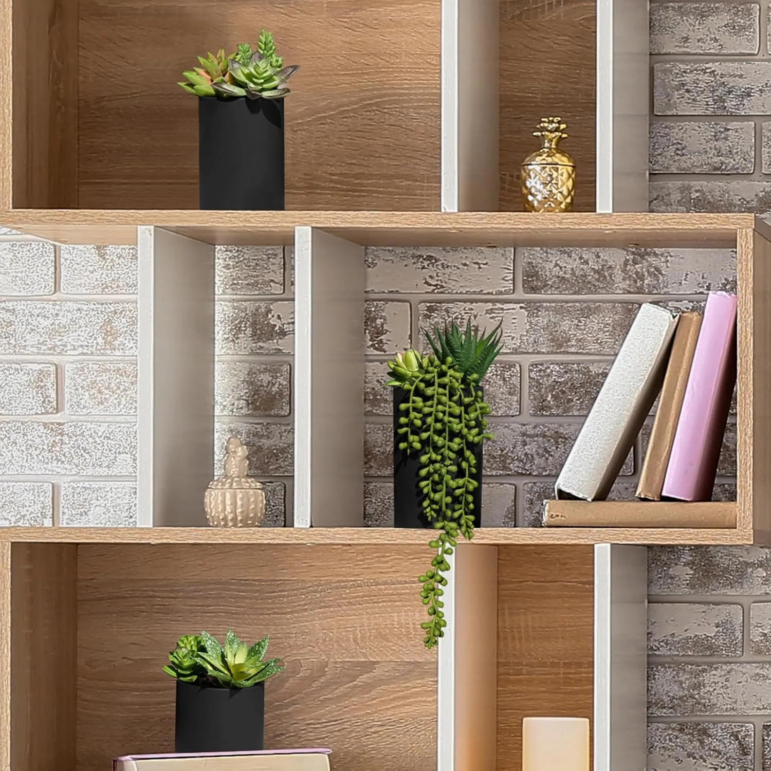 Winlyn Set of 3 Assorted Artificial Potted Succulent Plants Faux Succulent Arrangements in Black Concrete Pots Decorative Fake Plants 4.7"-9.1" Tall for Indoor Home Bathroom Office Desk Table Shelf