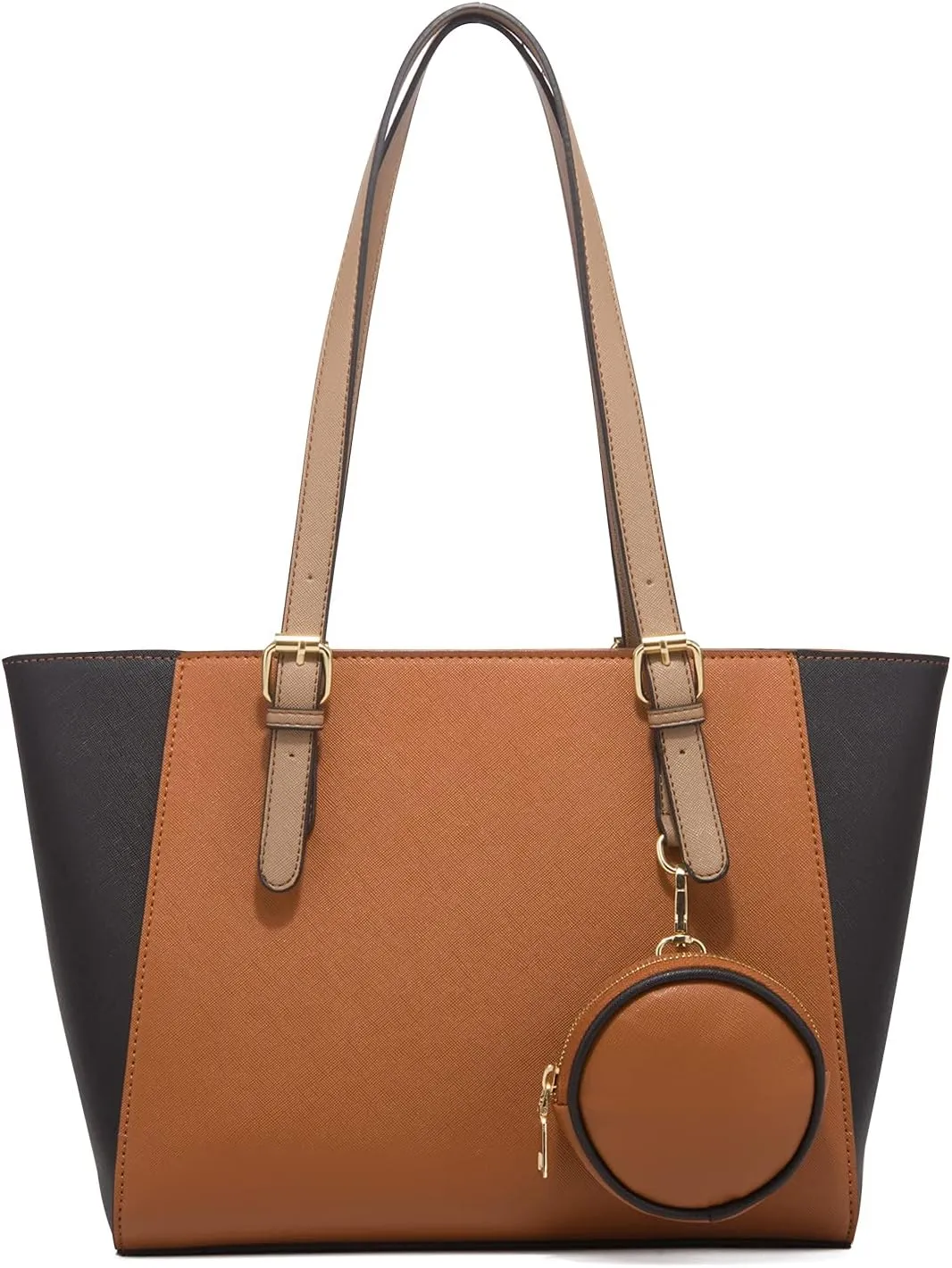 Women 3pcs Tote Shoulder Handbag Purse Set Faux Leather Cylindrical Crossbody Bag Coin Wallet