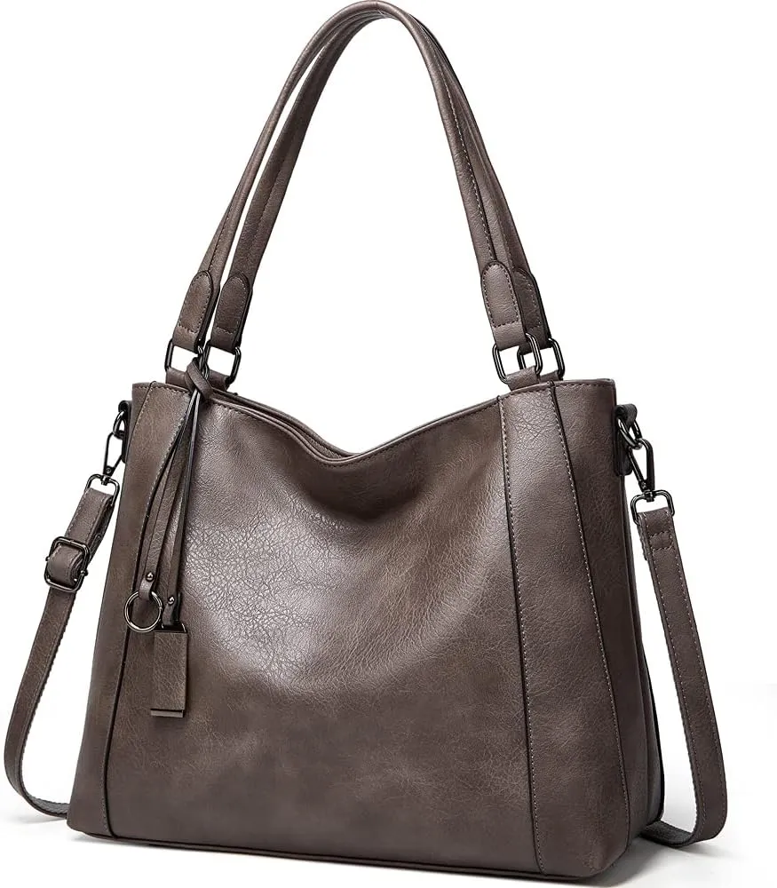 Women Handbag PU Leather Shoulder Bag Large Capacity Tote Bag with Detachable Shoulder Strap