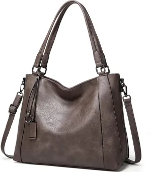 Women Handbag PU Leather Shoulder Bag Large Capacity Tote Bag with Detachable Shoulder Strap