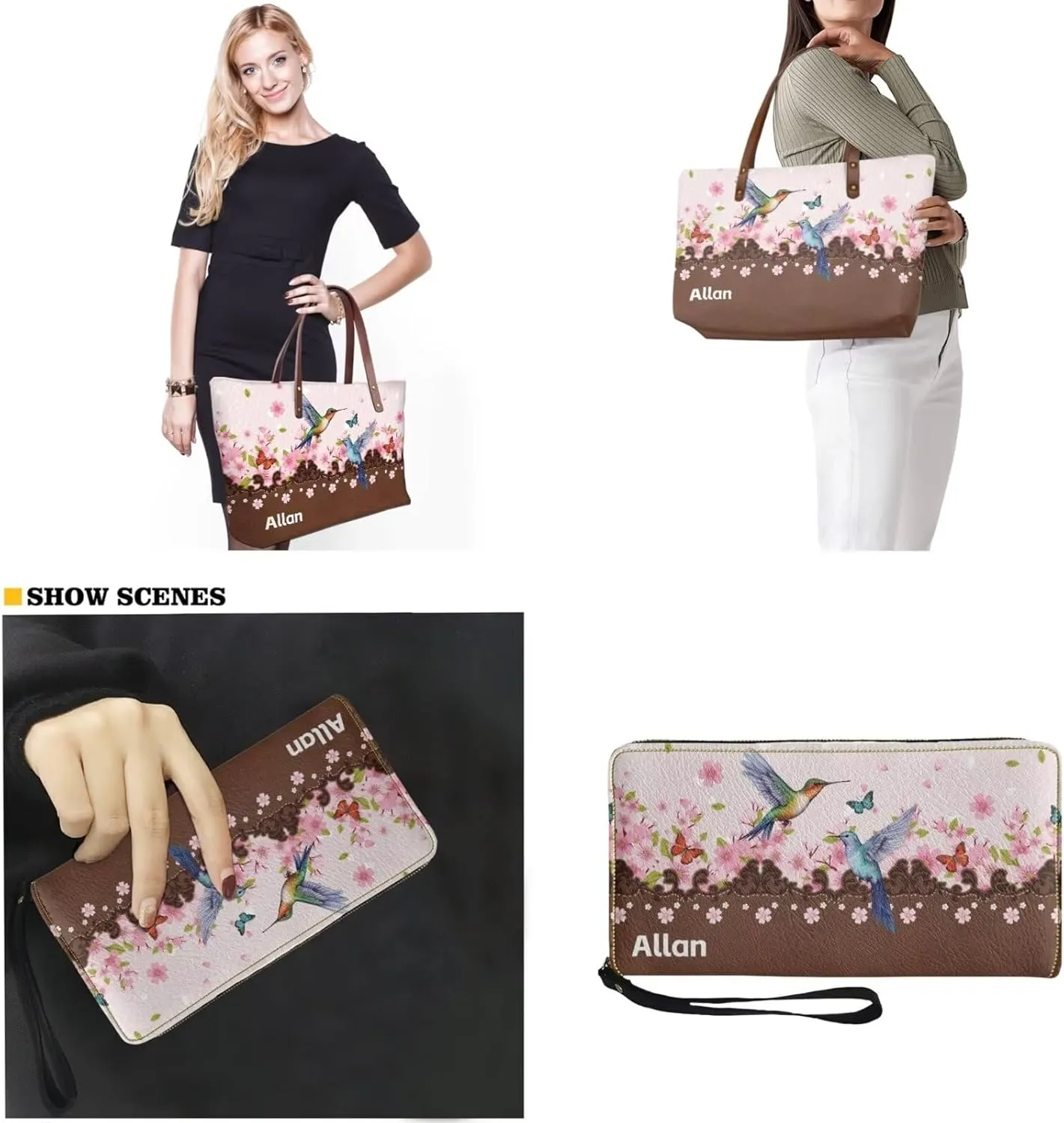 Women Handbags Wallet Tote Bag Shoulder Bag Top Handle Satchel Purse Set 2pcs