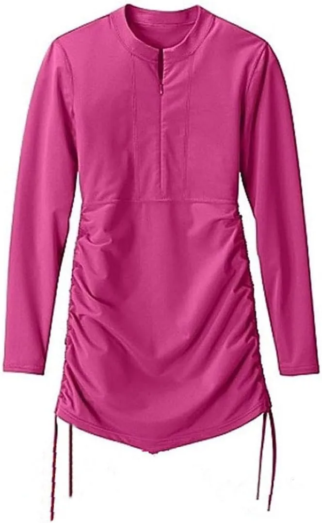 Women's 50  UV Sunscreen Long Sleeve Sunscreen Swimsuit Top Zipper Jacket Wetsuit