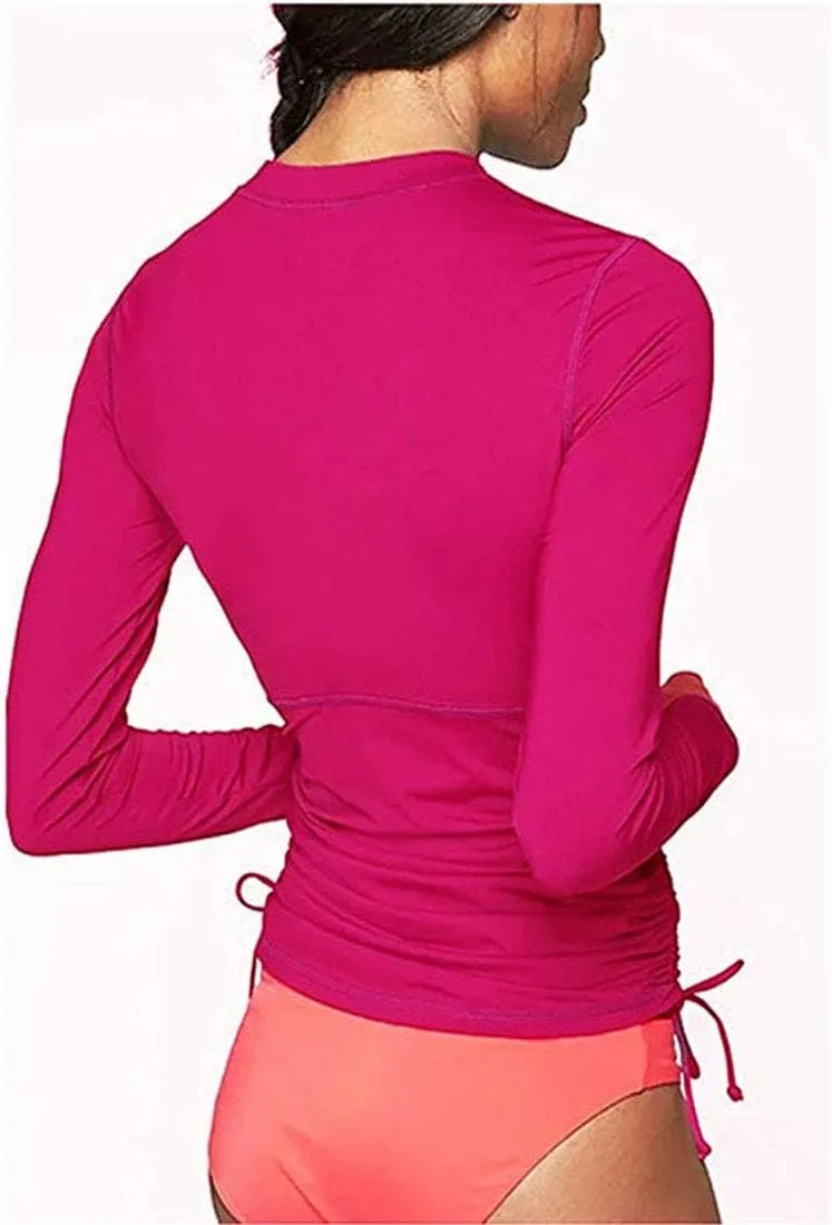 Women's 50  UV Sunscreen Long Sleeve Sunscreen Swimsuit Top Zipper Jacket Wetsuit
