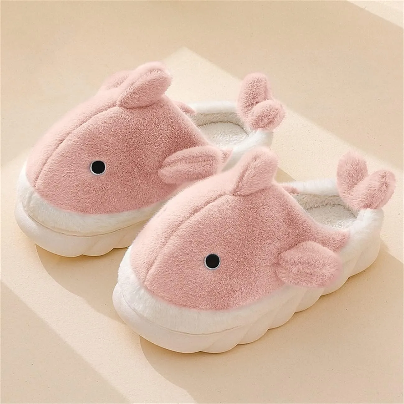 Women's & Men's Cotton Plush Animal Slippers - Warm Indoor & Outdoor Shoes for Winter