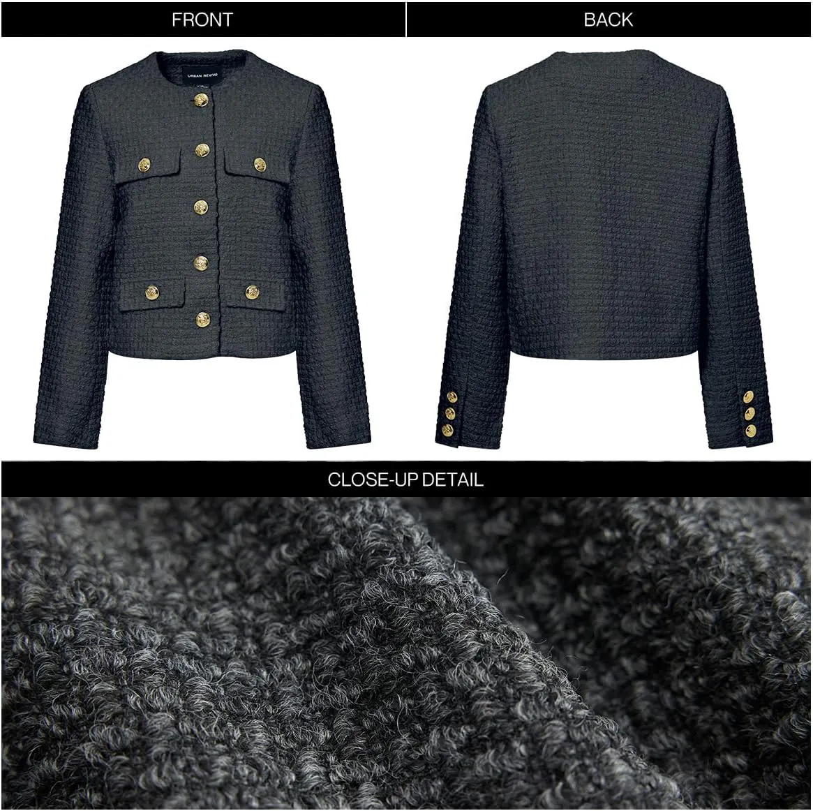 Womens Cropped Tweed Blazer Jackets 2025 Fall Winter Casual Business Work Suits Long Sleeve Coat Outfits
