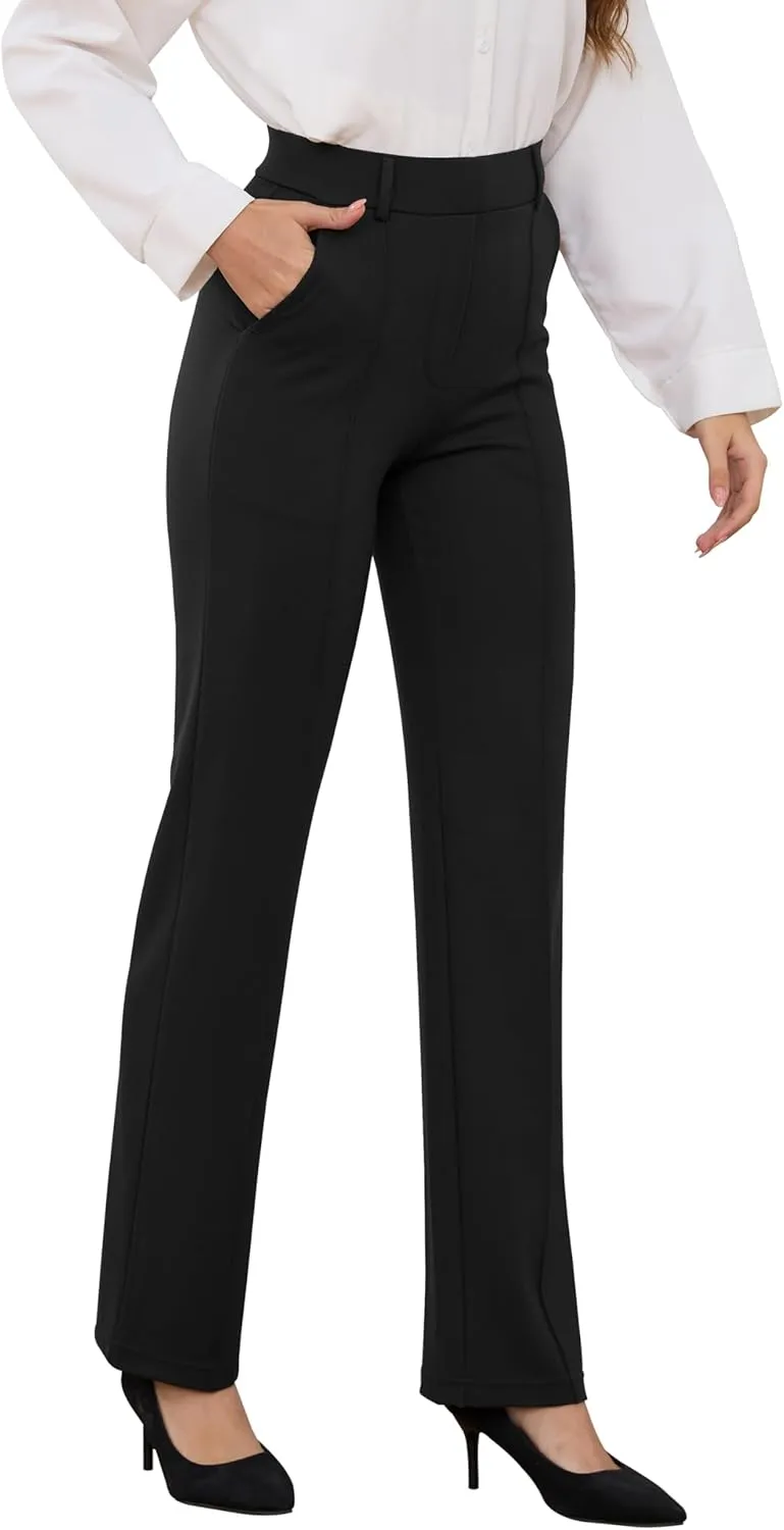 Women’s Dress Pants 27"/29"/31" 2024 Fall Straight Leg Yoga Pants, Stretchy Slacks for Work Business with Pockets
